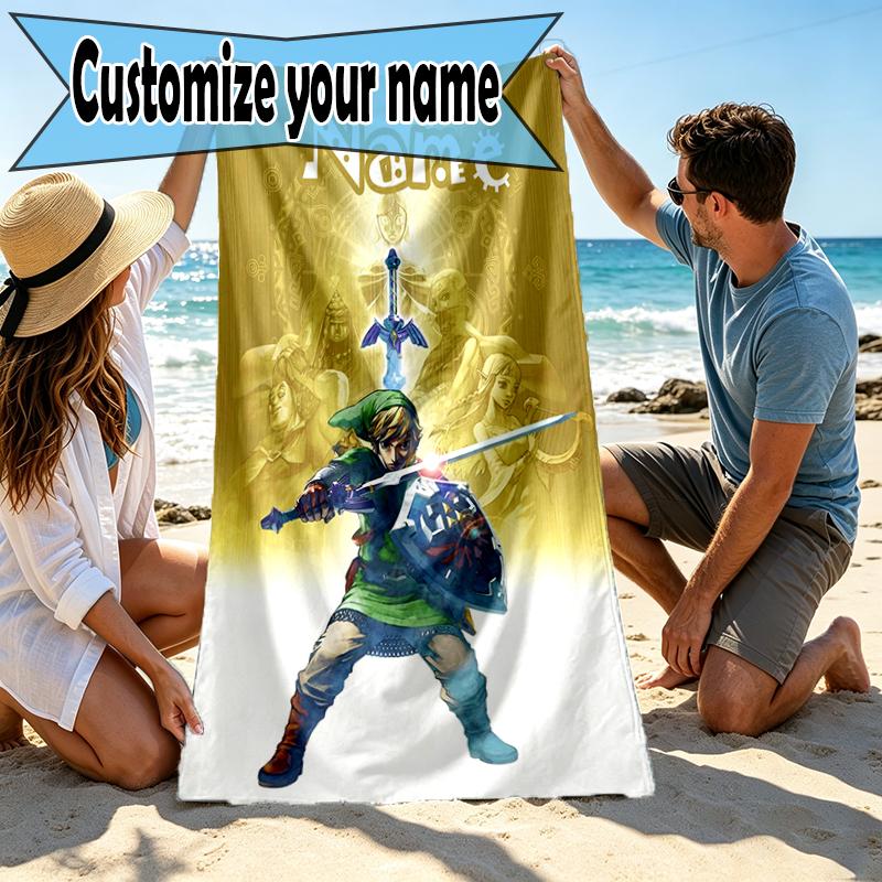 Custom Name Personalized Video games Print Beach Towel, for Trip Camping Beach Party Home Decor, Birthday Gift for Family & Friends