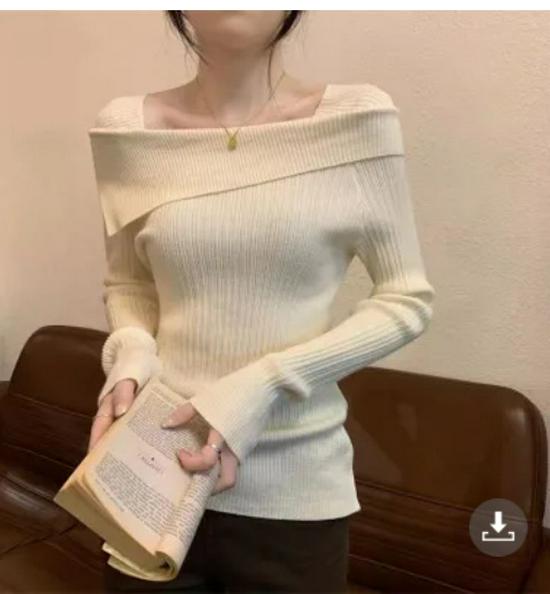 2026 Spring Women's Strapless One-Shoulder Knit Base Layer Top with Long Sleeves, Autumn/Winter.