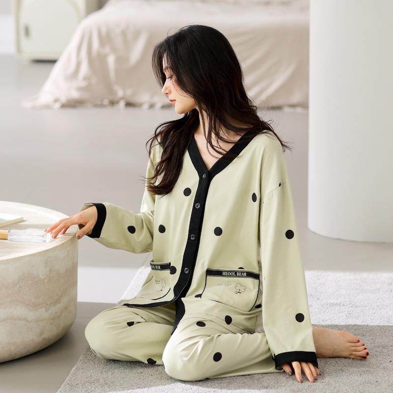 Pajamas Women'S Pure Cotton Long-Sleeved Women'S Women'S Autumn And Winter Thin Casual Loungewear