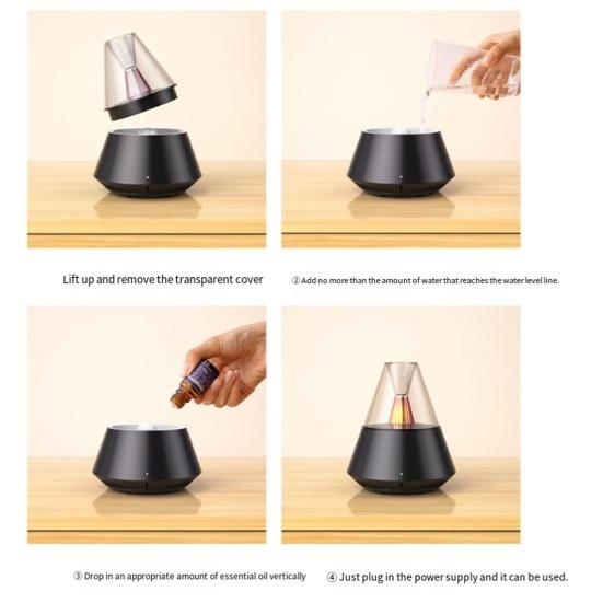 Essential Oil Diffuser, Cool Mist Humidifier for Home, 150ml Aroma Diffuser with Flame Effect LED Light, Auto Shut Off Quiet Humidifier for
