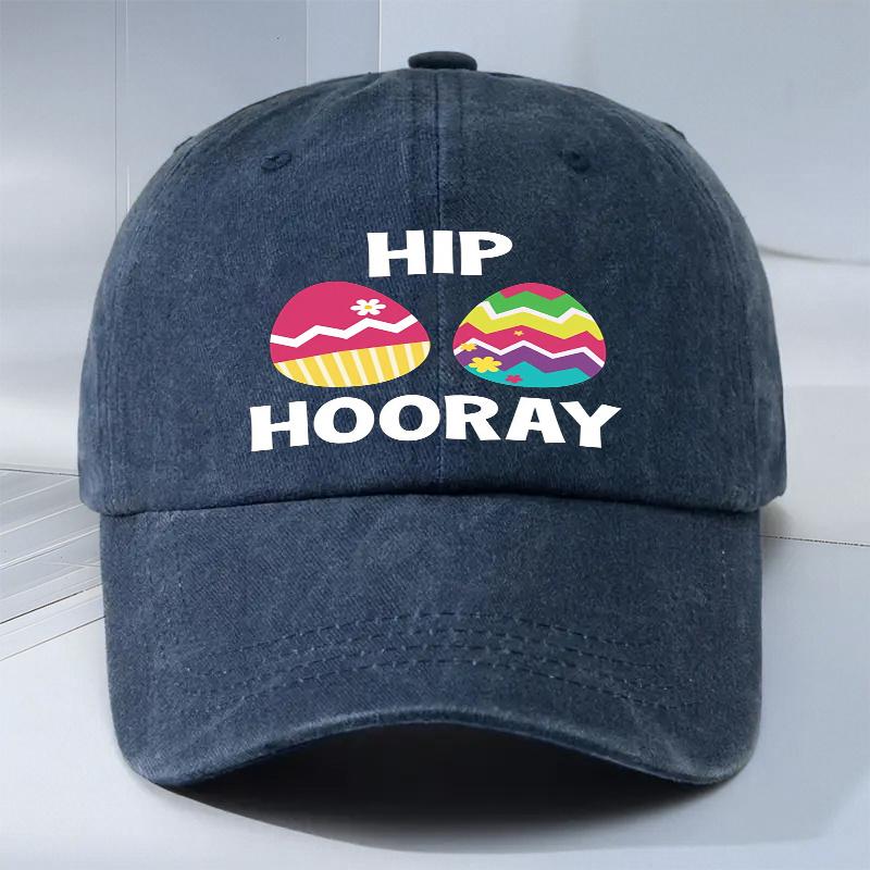 Hip Hooray Easter Egg Print Baseball Cap Polyester Adjustable Casual Outdoor Sports Unisex Adult Hat