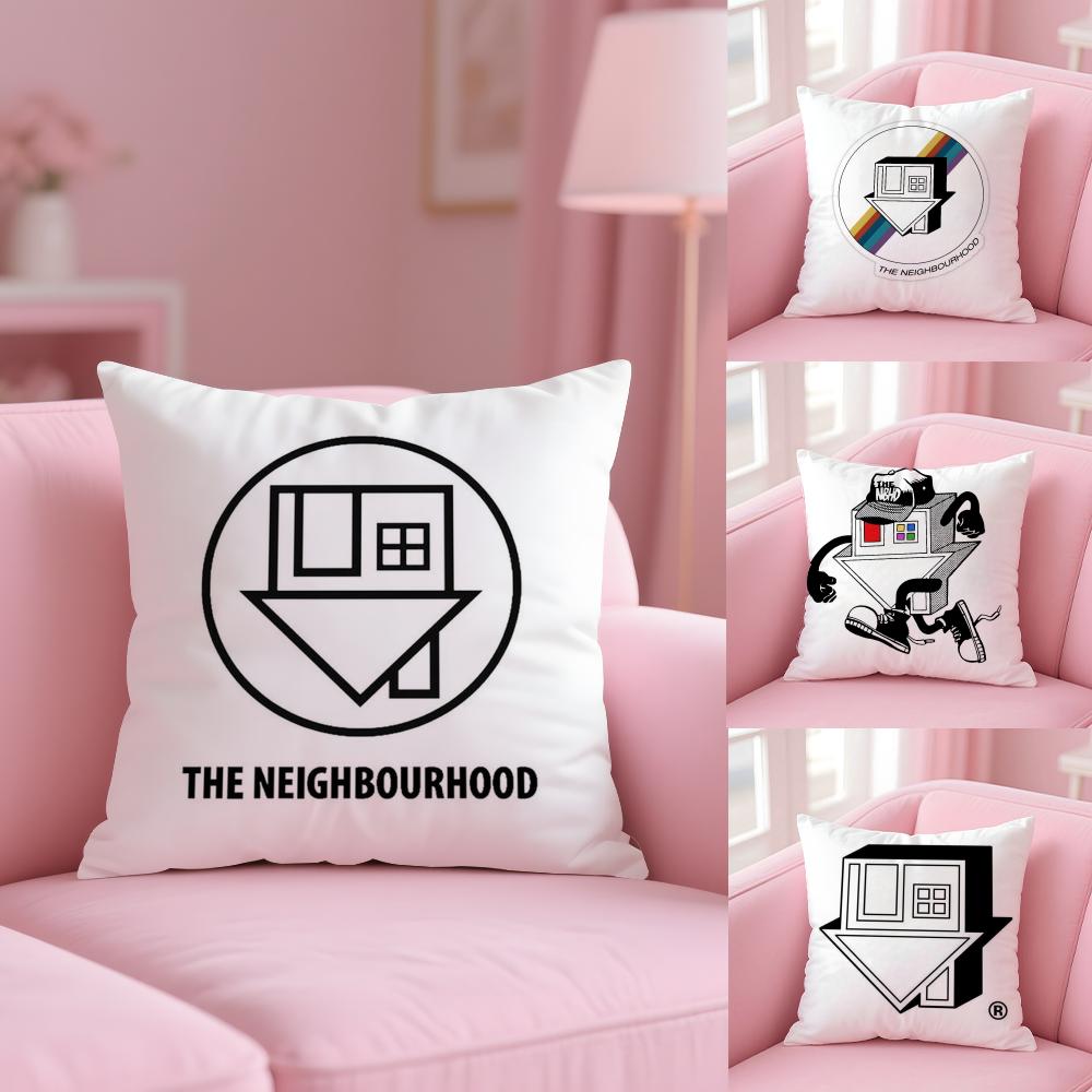 Logo Design N-Neighborhood Cushion Cover Soft Short Plush Double-Sided Printing Home Decor Machine Washable Pillow Case Gift