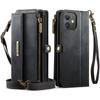 For iPhone 12 Mini 5.4 Inch Case CASEME C39 RFID Blocking Zipper Wallet Stand Leather Cover with Strap
