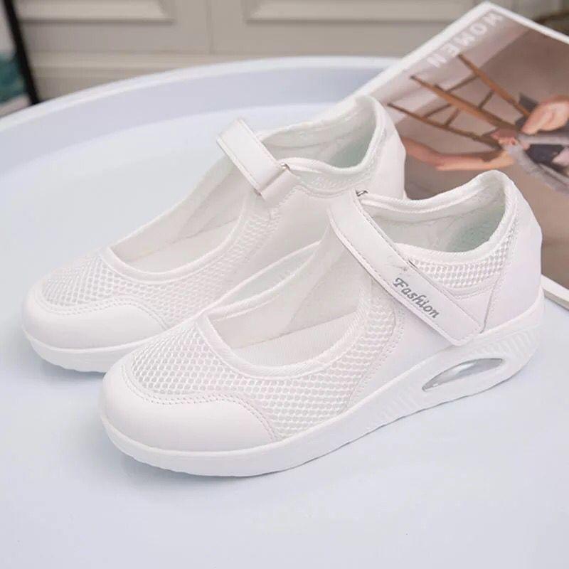 Stepping shoes women's shallow air cushion shoes spring and summer thick-soled mesh breathable soft-soled rocking shoes women's large size 4