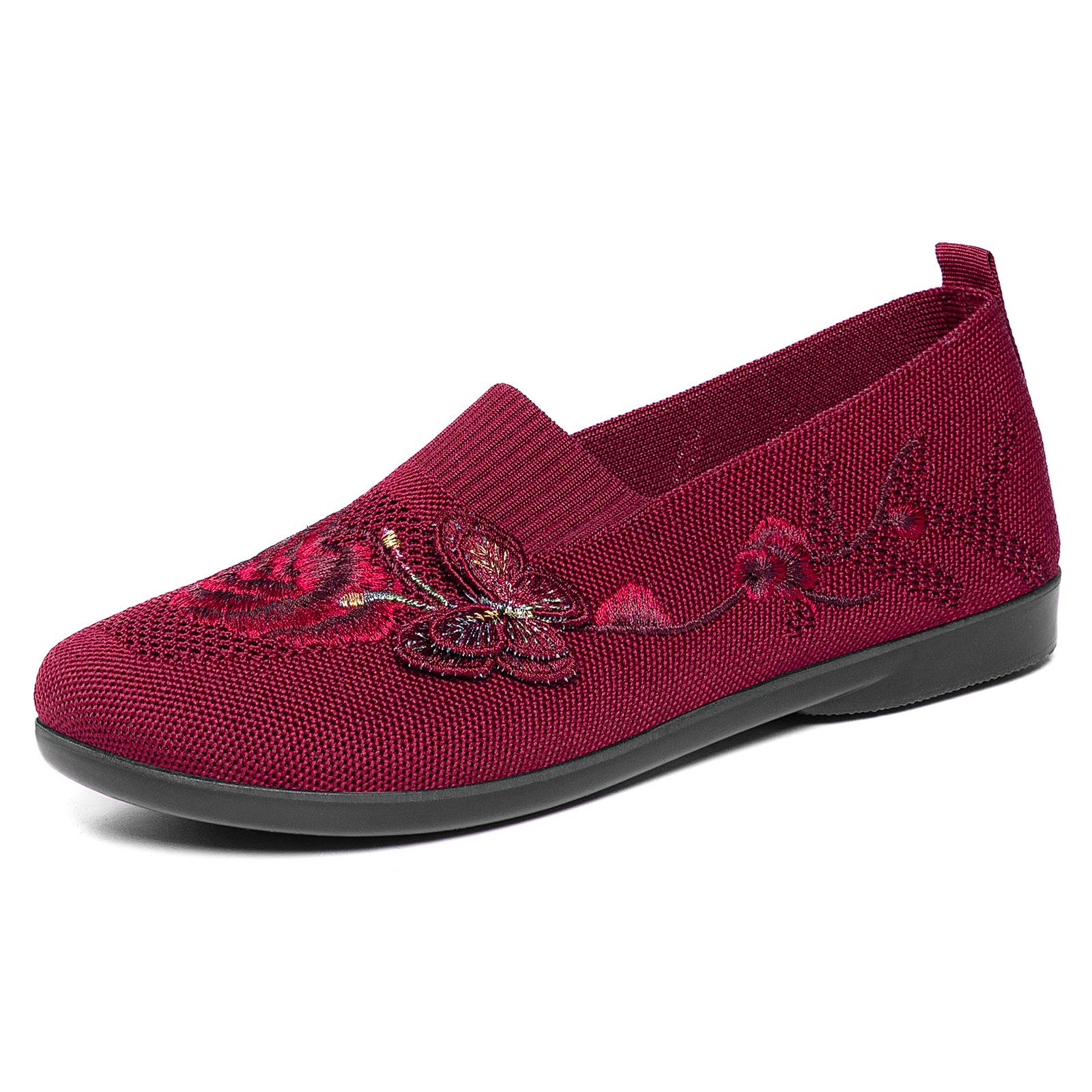 Women s Summer Mesh Breathable Sneakers Lightweight Slip-On Flat Shoes with Thick Soles Women s Non-Slip Walking Woven Shoes 36