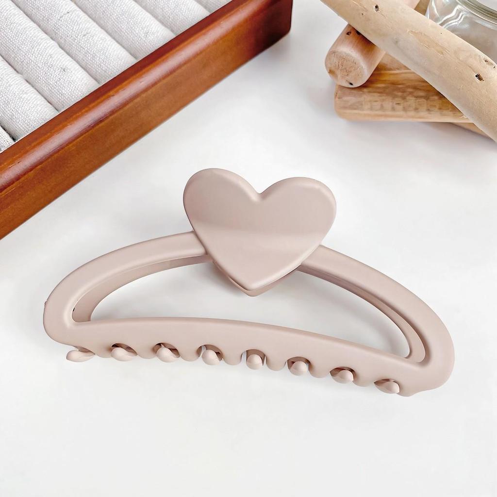 Milk Tea Color Large Hair Claw - Korean Style Fashionable Hollow Out Shark Clip for Women's Updos