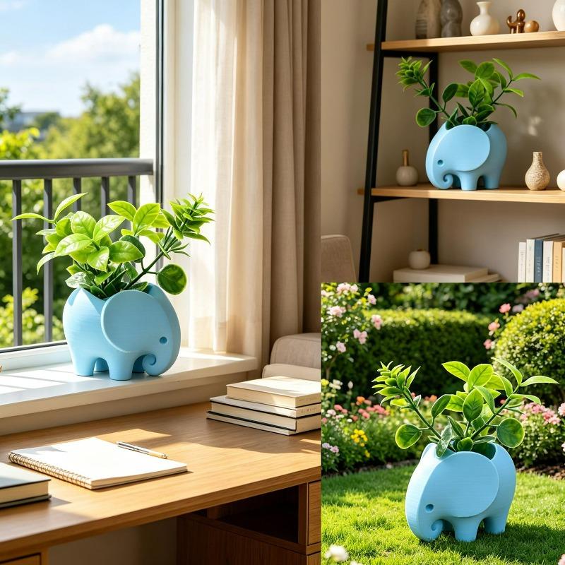 1/5x Elephant-Shaped Flower Pots Decorative Items for Living Room Tv Cabinets Mini Plant Pots Home Office Decoration Supplies
