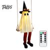 Halloween Decoration for Garden Hanging Swing Ghost Decoration, Light Up Large Swinging with Indoor Entryway Decor Witch Hat And Striped Legs