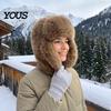 Stylish Commuting Hat Faux Fur Trapper Hat, Fuzzy Winter with Ear Flaps, Fleece Thickened Plush Snow Cap Lined Windproof Ushanka for Women Cold