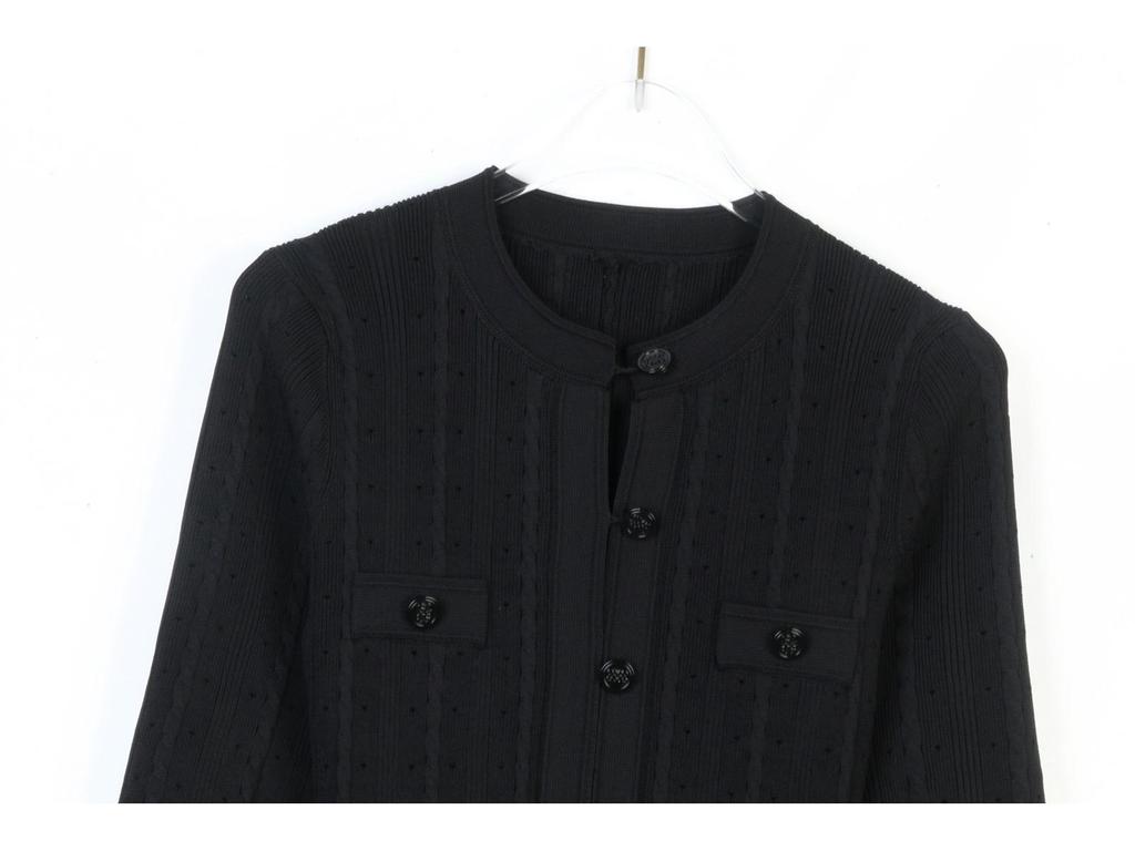 S Family 2024 Autumn French Niche Ribbed Knit Hollow-out Slim Dress