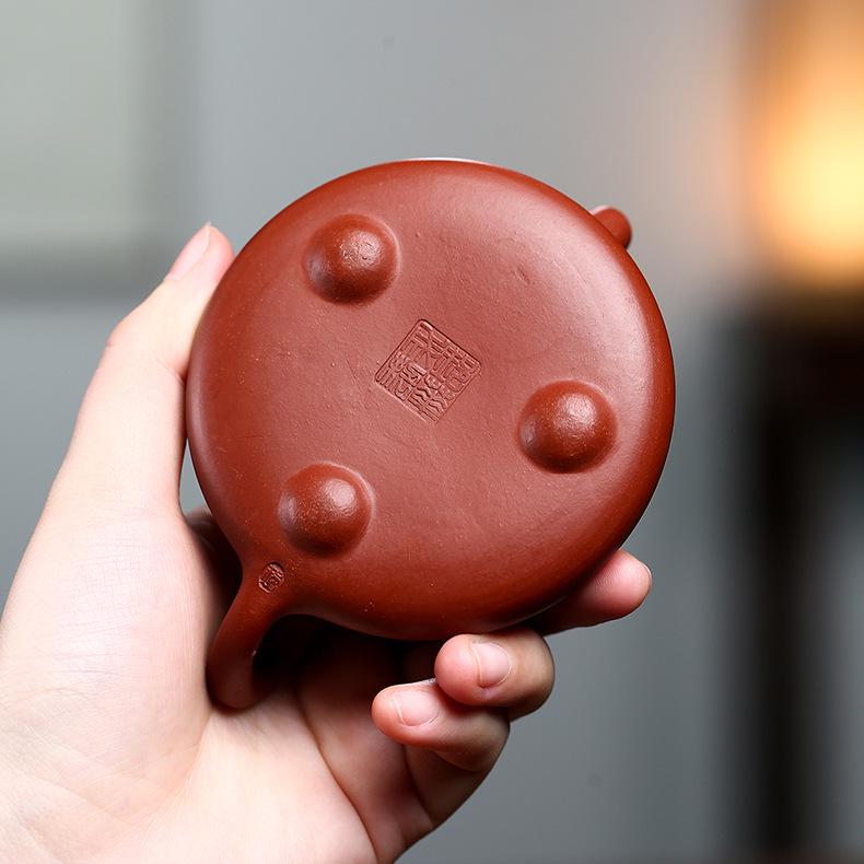 Yixing Handmade Zisha Teapot - Da Hong Pao Clay, 120cc, Small Capacity, Ziye Stone Design
