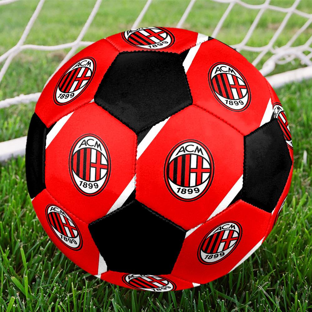 Pallone Calcio a 5 AC Milan Colorato Per Tutte le Età Misura 5 Cucito a Macchina PVC Pronto per la Competizione Resistente Alto Rimbalzo