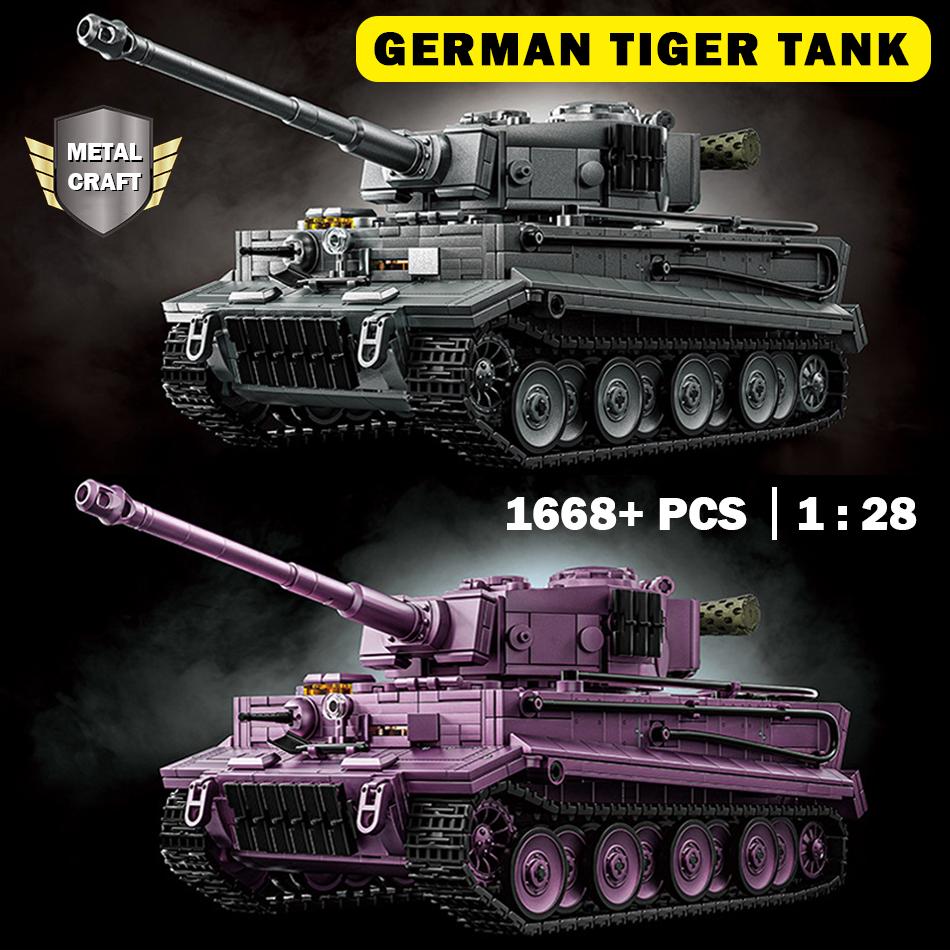WK2 Militärischer Deutscher Tiger I Schwerer Panzer Modell Bausteine Weltkriege Soldatenfiguren Armee Kampfpanzer Steine Spielzeug für Kinder Geschenk