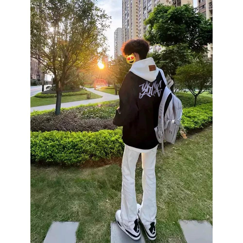 American Hip Hop Black Baseball Jacket - Men s Trendy 2026 Versatile Style XL