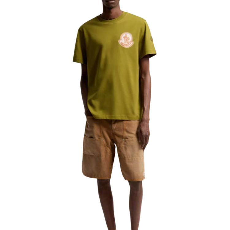 Moncler SS26 Logo Cotton T-Shirt Hand-Painted Print Logo Patch Crew Neck Short Sleeve T-Shirt Men tops L10918C0003489B8U81P