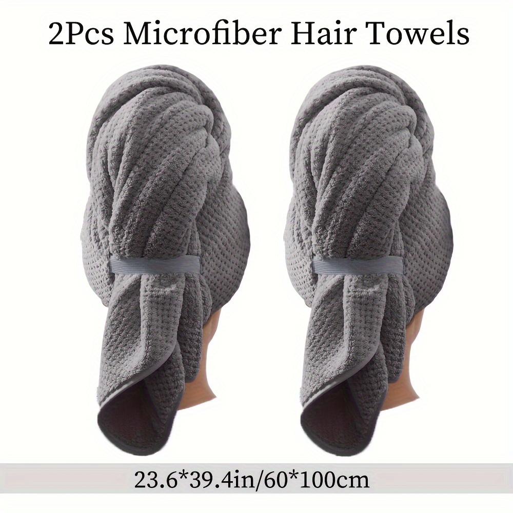 2pcs/set Extra-large Elastic Band Ultra-fine Fiber Dry Hair Towel High Water Absorption Soft and Frizz Control Headscarf