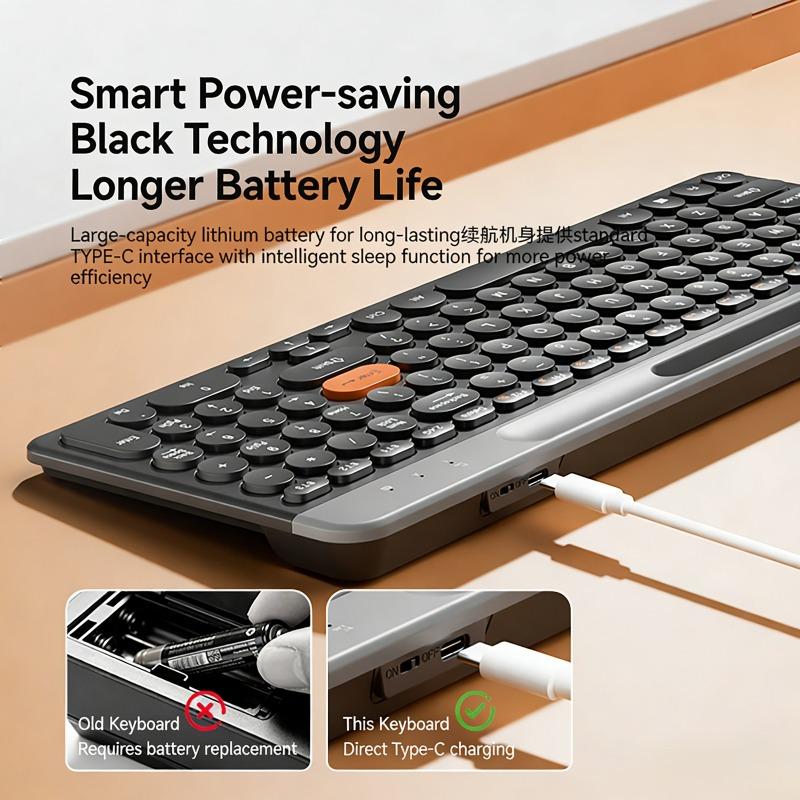Tri-Mode Dual Bluetooth Keyboard & Mouse Set with Slot Ergonomic Design Silent Keyboard with Scissor-Switch for Laptops Desktops