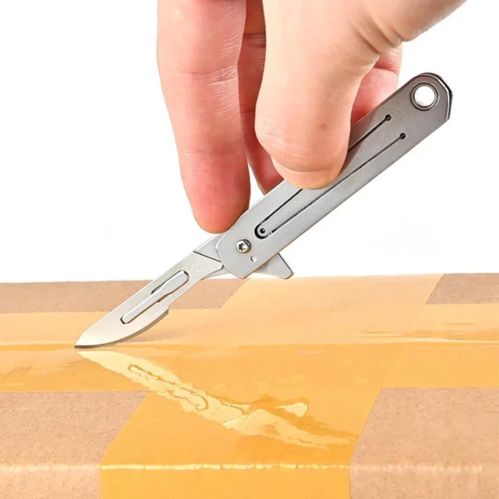 Stainless Steel Scalpel Fast Open Medical Folding Mini Knife EDC Outdoor Unpacking Pocket Knife With 10pcs Replaceable Blades