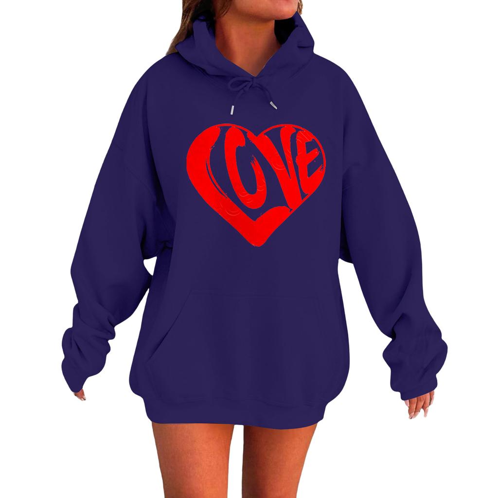 Women's Loose Comfortable Casual Fashionable Love Printed Long Sleeved Sweatshirt