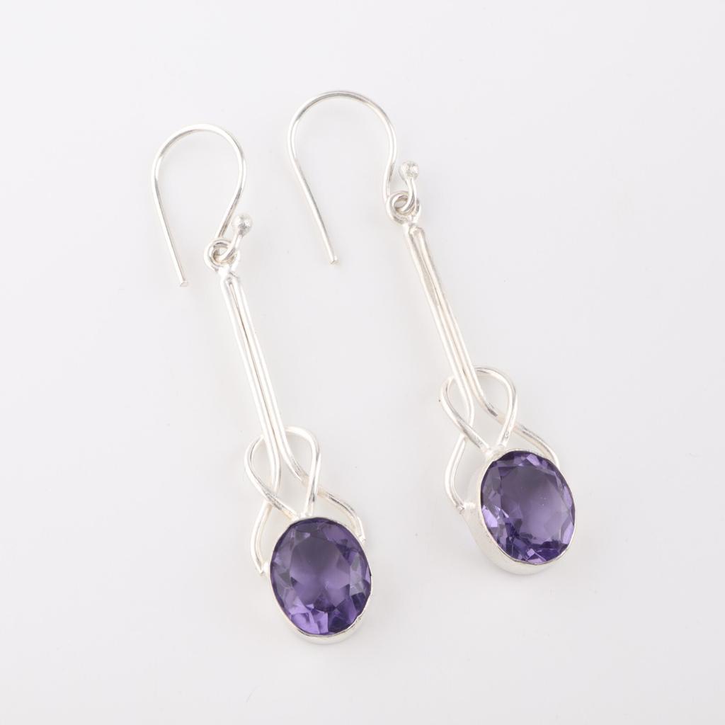 Iolite Gemstone 925 Sterling Silver Jewelry Handmade Drop/Dangle Earrings 1.76" EE-171-5