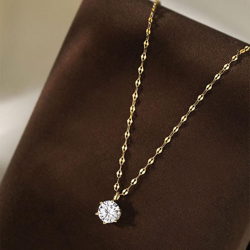 

Простое ожерелье из циркония для женщин, легкая роскошь, небольшой и популярный кулон, высокое качество, осенне-зимняя цепочка для свитера, элегантный новый стиль