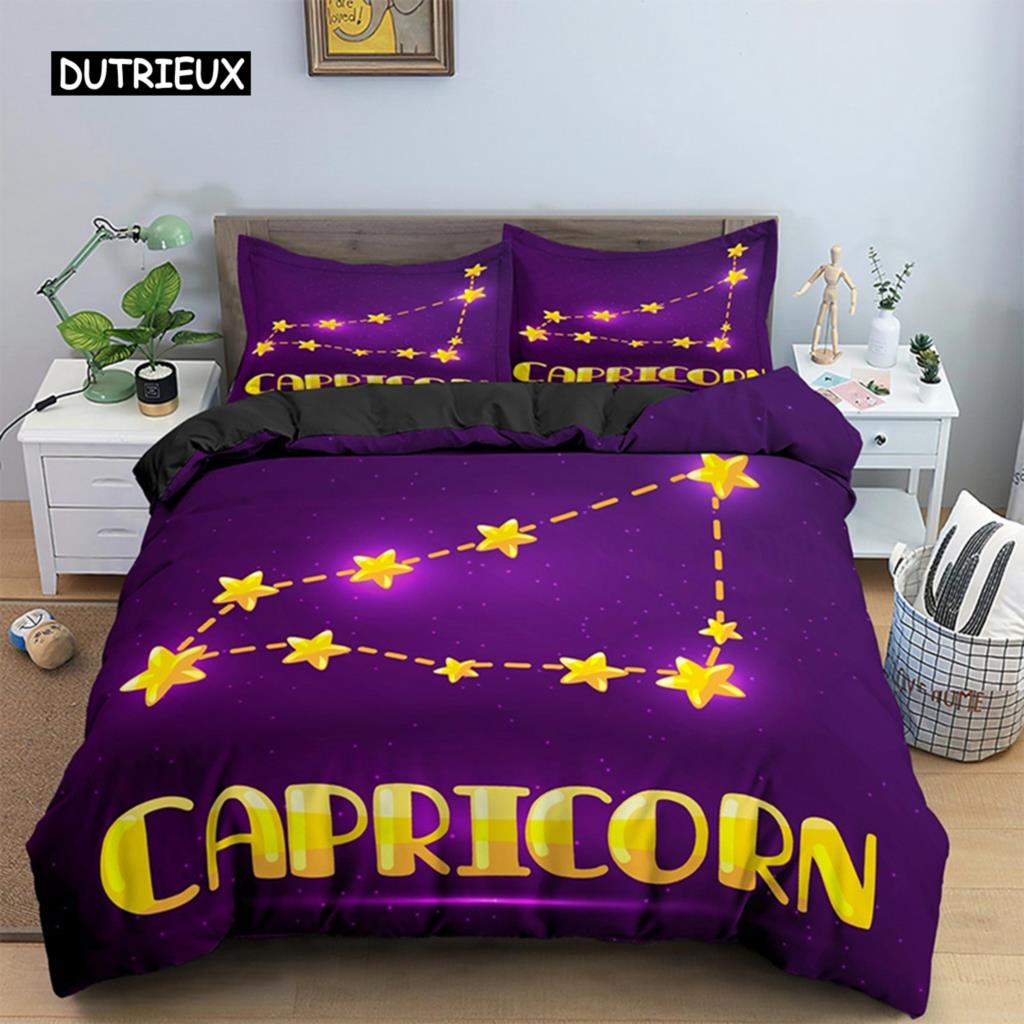 Constellation King Queen Duvet Cover Astrological Bedding Set for Kids Teens Adults Psychedelic Tarot Astrology Soft Quilt Cover