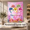 Baby Shark Tapestry, Personalized Custom Text, Wall Hanging Tapestry For Living Room Home Wall Decor
