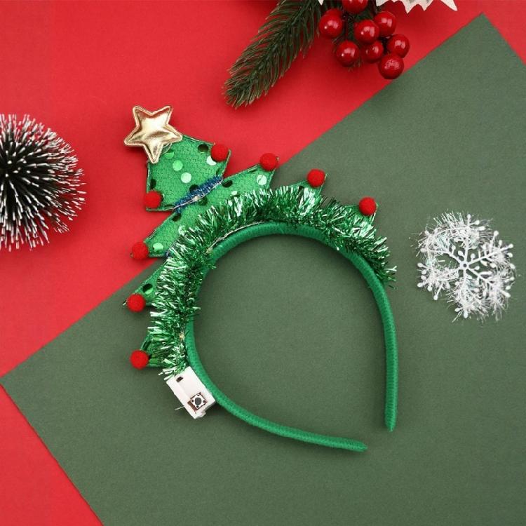 Festival LED Hair Ornament With Star Hairband Red Balls For Holiday Photos Costume Parties Adults Kids