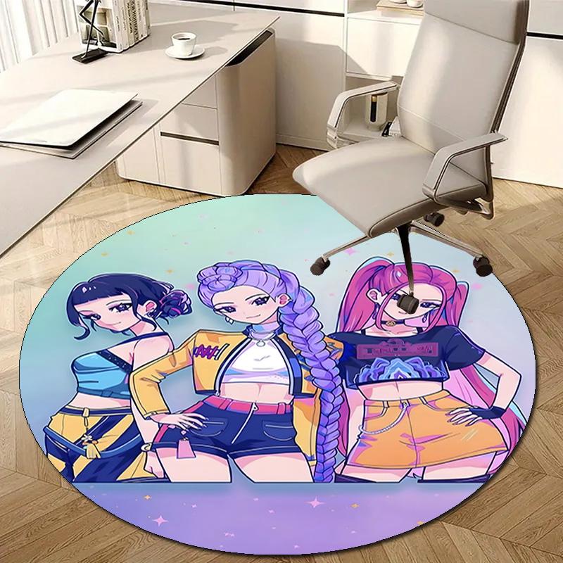 1pc KPop Demon Hunters9 Design Printed Area Round Carpet for Bedroom Living Room Home Decor Rugs Mat Non Slip Mat Rug for Bedside