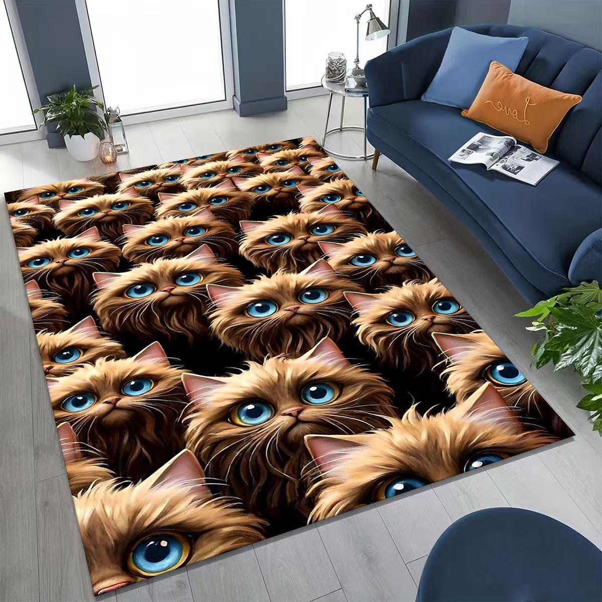 

Новый Милый Кот Котенок Мяу Мультяшный Ковер для Спальни Гостиной Дивана Домашний Дверной Коврик Декор, Большой Детский Игровой Нескользящий Напольный Коврик 60x90cm( 23x35in )