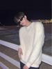 Hochwertiger Herren-Winterpullover aus Kunstminkfell: Dicker, weicher Strickpullover mit Rundhalsausschnitt und lockerem Schnitt