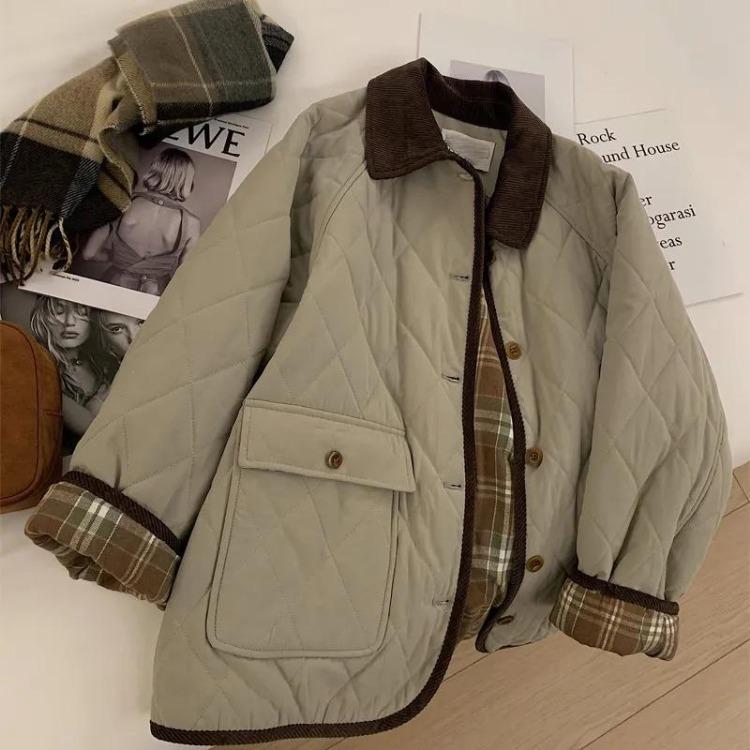 Women's Down Coats - Women Winter Coat Mid Length Velvet Collar Thickened Loose Casual Jacket Cotton Top