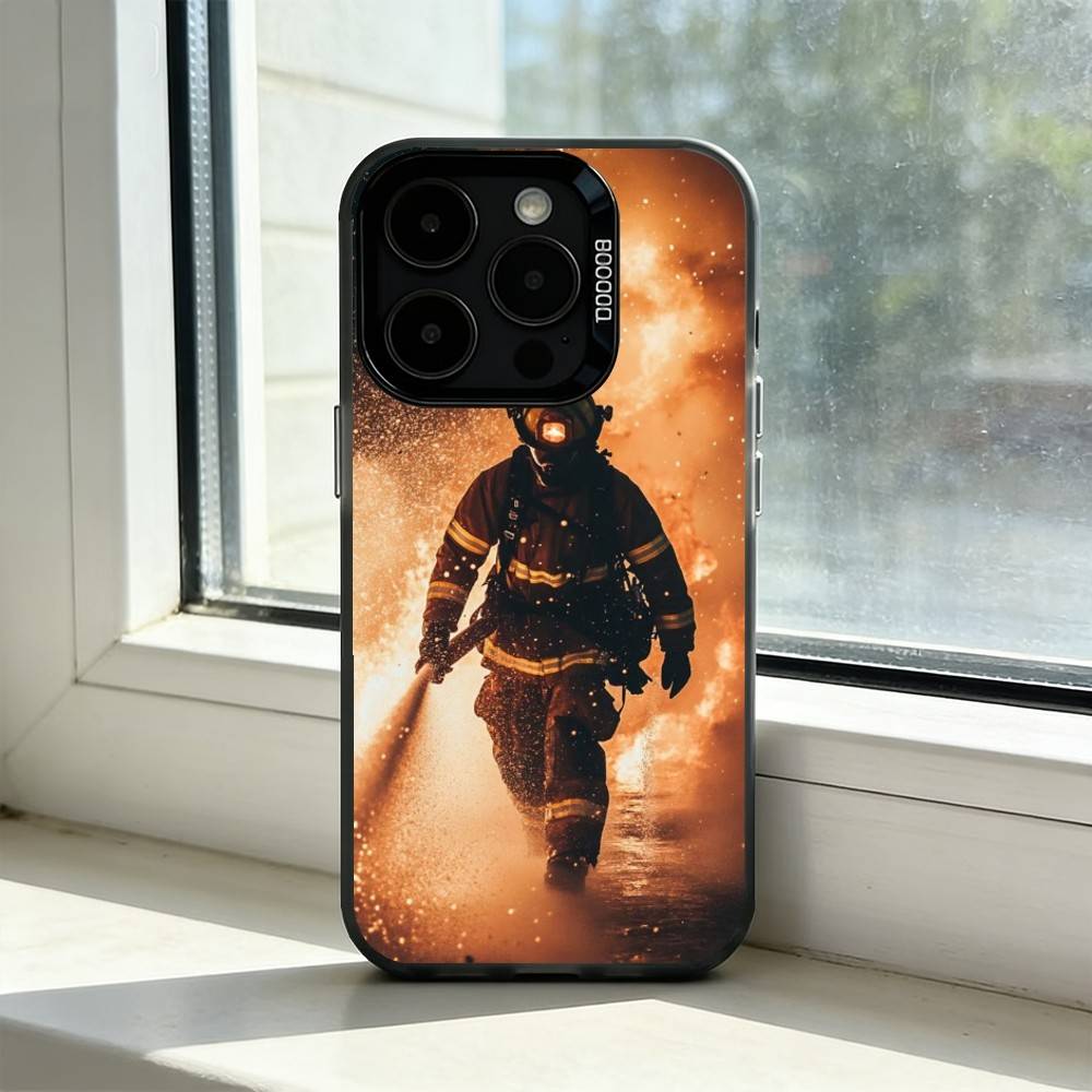 

F-Fireman Firefighter Phone Case For iPhone 17,16,15,14,13,12,11 Plus,Pro Max,XS,Colored Silver Plated Inside Cover iPhone16e