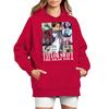 Women's Fashion Casual Long Sleeved Round Neck Letter Printing Loose Plush Pullover With Rope Hoodie