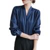 Spring white shirt women's long-sleeved design sense retro silk top professional satin shirt
