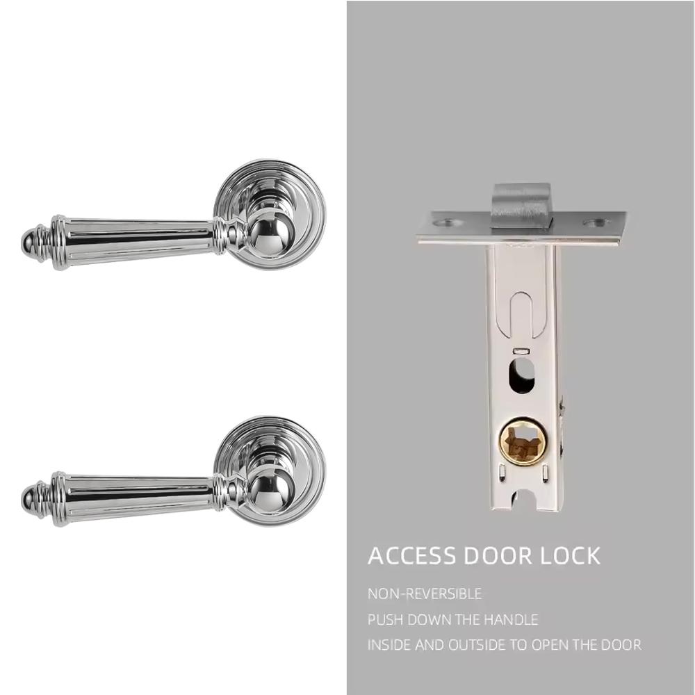 

Dooroom Brass Door Lever Set Shiny Bright Chrome Interior Bedroom Bathroom Door Lever Dummy Passage Hardware Door Locks