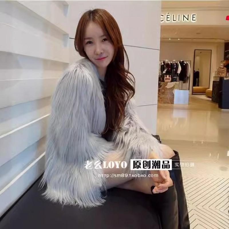 Womens Faux Fur Coat Winter Open Front Oversized Plus Size Long Sleeve Warm Outerwear In Purple White Grey Black Red