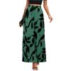Women Summer Leaf Print High Waist Wide Leg Casual Pants
