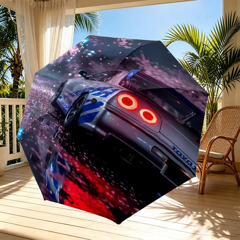 Fast & Furious Print Automatic Open Close Umbrella, Portable Foldable Umbrella, for Outdoor Commute Camping Trip, Ideal Birthday Gift