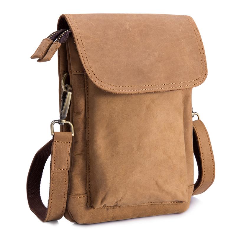 New Men's Retro Crazy Horse Genuine Leather Waist Bag Belt Hanging Phone Pouch Multi Purpose Shoulder Crossbody Belt Bag for Daily Travel Outdoor Use