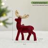 Red Flocked Sequin Elk Holiday Ornament for Desktop or Store Display