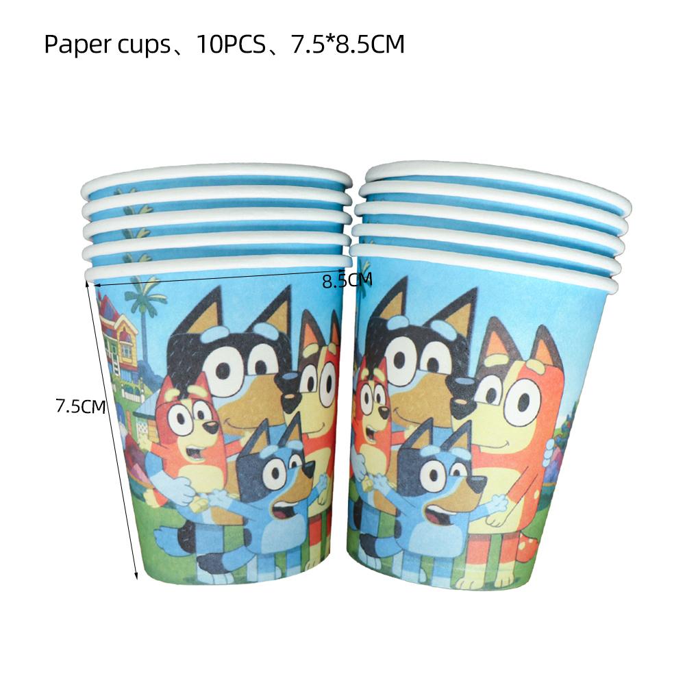 51pcs Tableware Set Plates Cups&Tablecloth For Kid's Bluey Theme Birthday Party