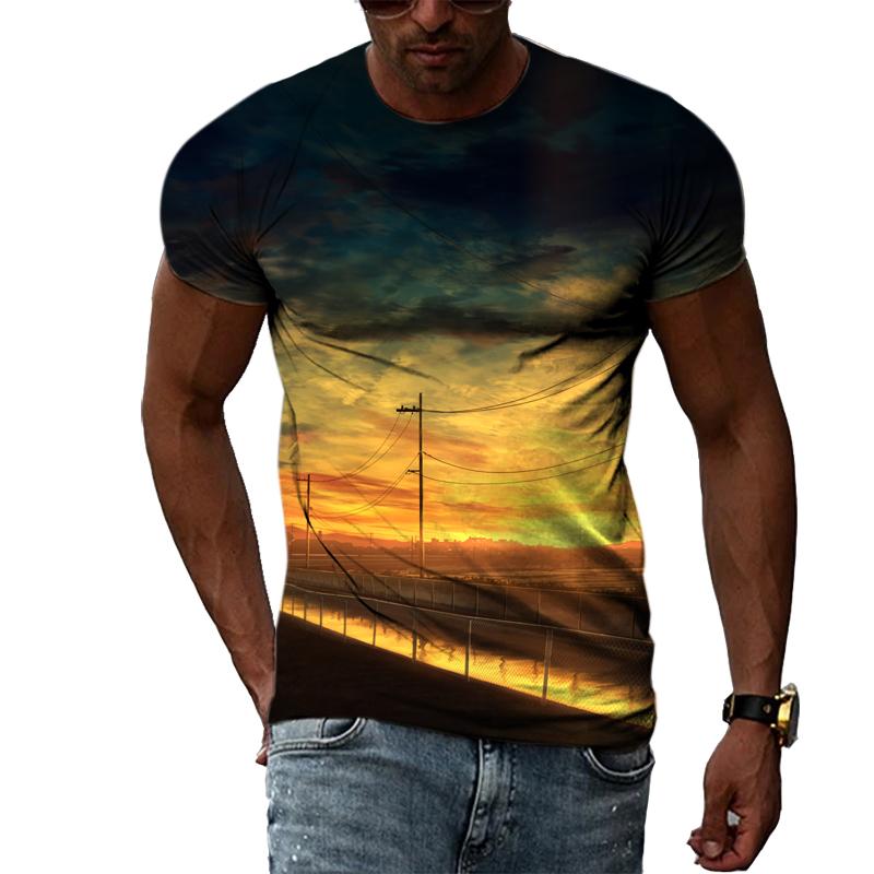 Letní módní trend Přírodní scenérie trička s grafikou Pro muže Neformální Krajina Vzor Tisk 3D Tričko s výstřihem do O Krátký rukáv Top