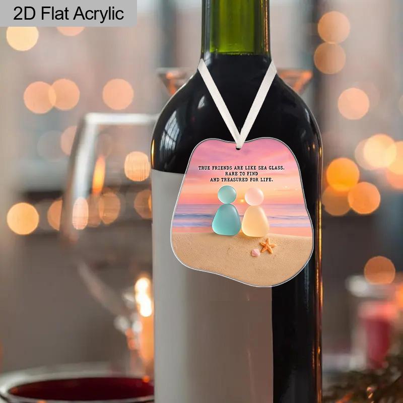 1pc/2pcs Friendship Acrylic Ornament, True Friends Nspirational Quote Beach Sunset Design, Sentimental Hanging Decor for Christmas Tree, Keepsake Gift