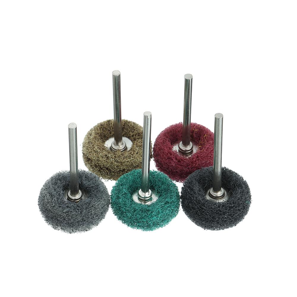 10pcs Burnish Sanding Accessories Nylon Buffing with 3mm Shank Drill Abrasive Brush Polishing Wheel
