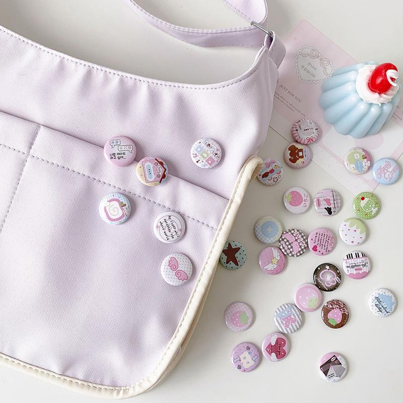 6Pcs Cute Kawaii Cartoon Button Badges Assorted Pastel Designs Smooth Surface For Backpack Decoration Diy Crafts Gifts For Teen