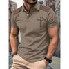 Summer New Style Men's Short-Sleeved Polo Shirt with 3D Letter Pattern Print Comfortable Soft Breathable
