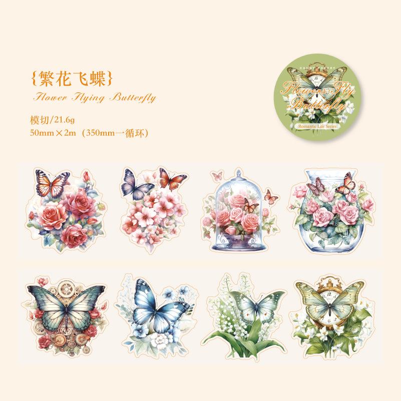 50mm*2m Romantic Life Theme Decoration PET Plant Ledger Material Flower Tape DIY Scrapbooking Hand Made Masking Tape