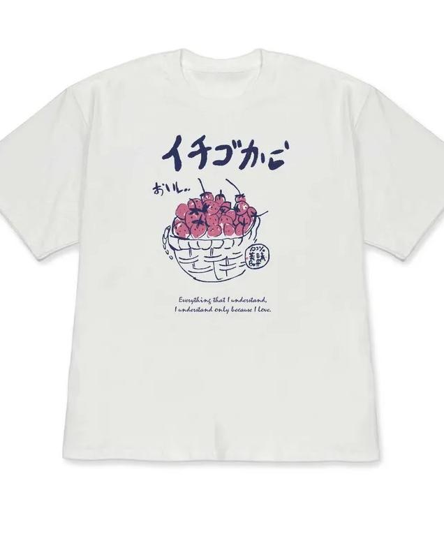 Japanese Aesthetic Cherry Print Tshirt Shortsleeved Graphic Tee Minimalist Art Casual Top Stylish Retro Kawaii Crew Neck Top
