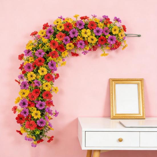 180CM Artificial Violet Flower Garland UV Resistant Realistic Fall Faux Flower Rattan Vine Wedding Party Hanging Simulation Bloom Decoration